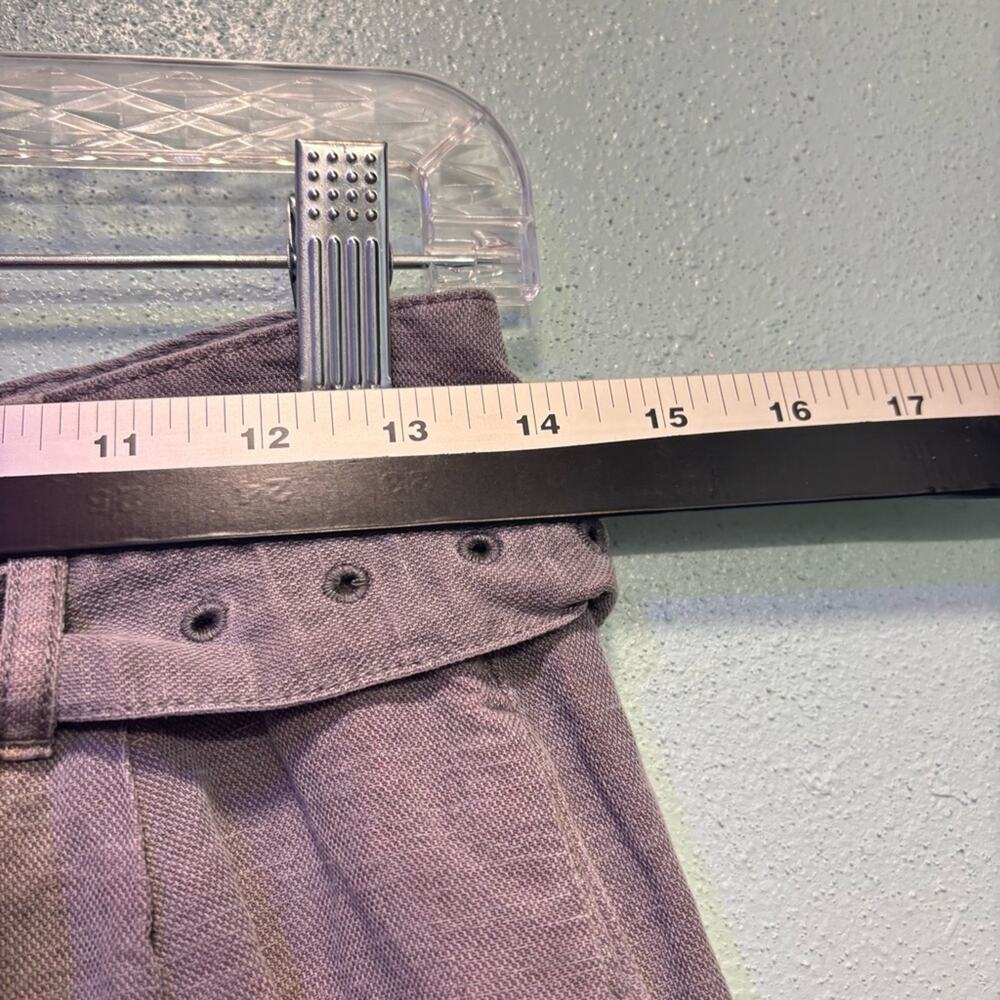 Nicole Miller Linen Blend Gray High-Waisted Shorts Button Detail and Belt Size 6 - Picture 6 of 9